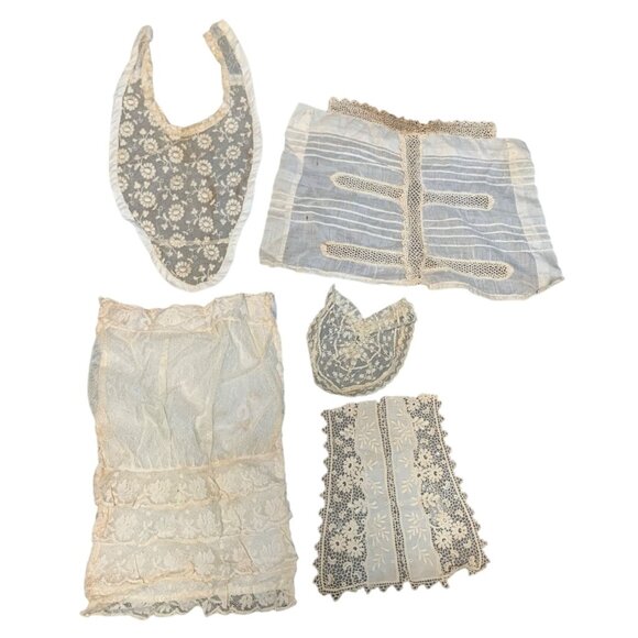 Victorian-Era Antique Lace Garments Set - Bibs Yokes & Panels - Picture 1 of 16